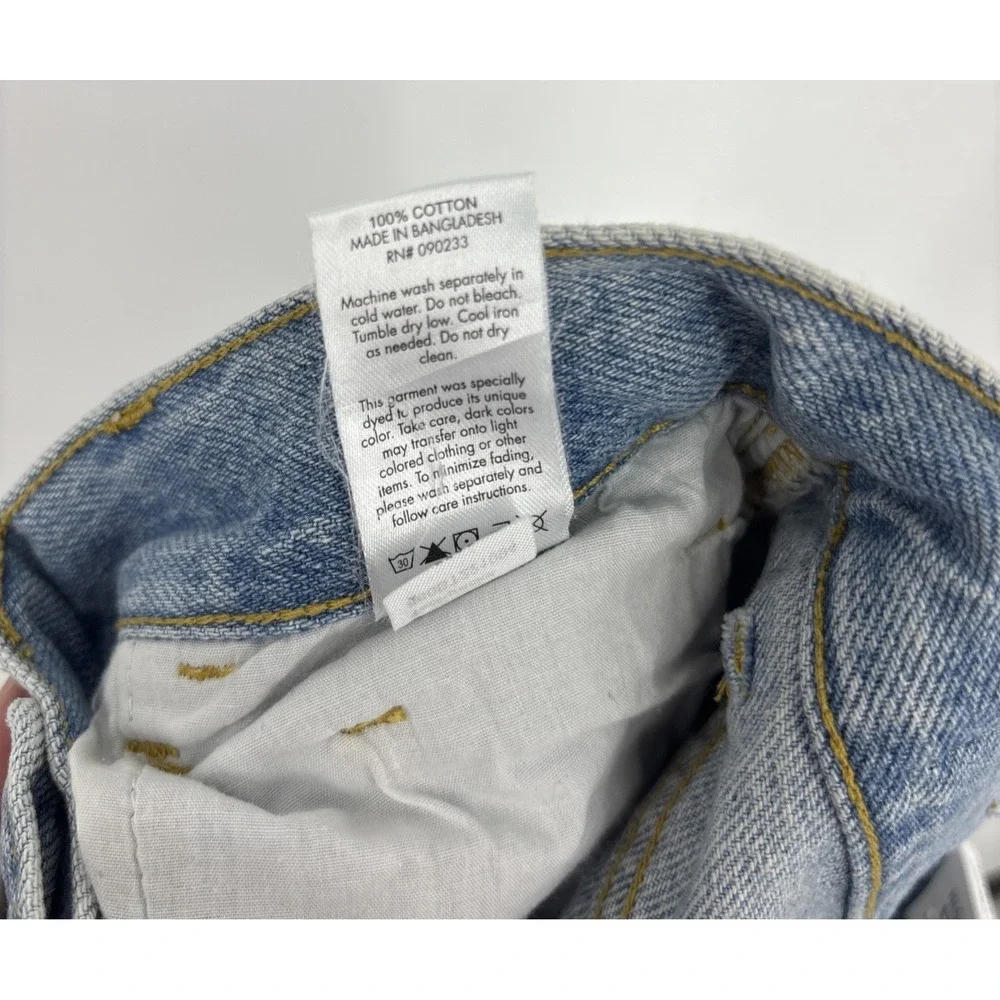 NWT PacSun Blue Straight Leg Button‎ Fly Jeans Size 27 High Rise Frayed Hem